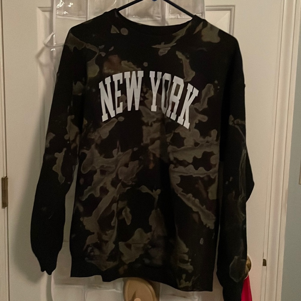New York bleach dyed sweatshirt